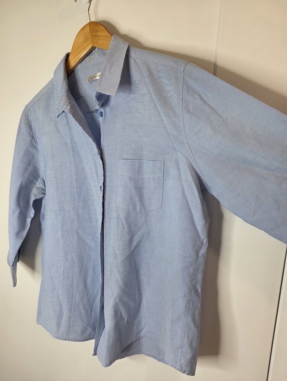 Vintage Woolworths 100% Cotton Light Blue Button-Up Shirt SZ 10